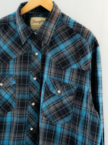 "WRANGLER" Plaid Long Sleeves Western Snap Shirt