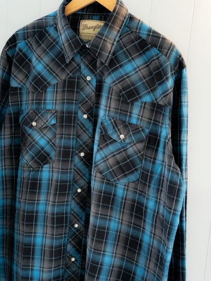 "WRANGLER" Plaid Long Sleeves Western Snap Shirt