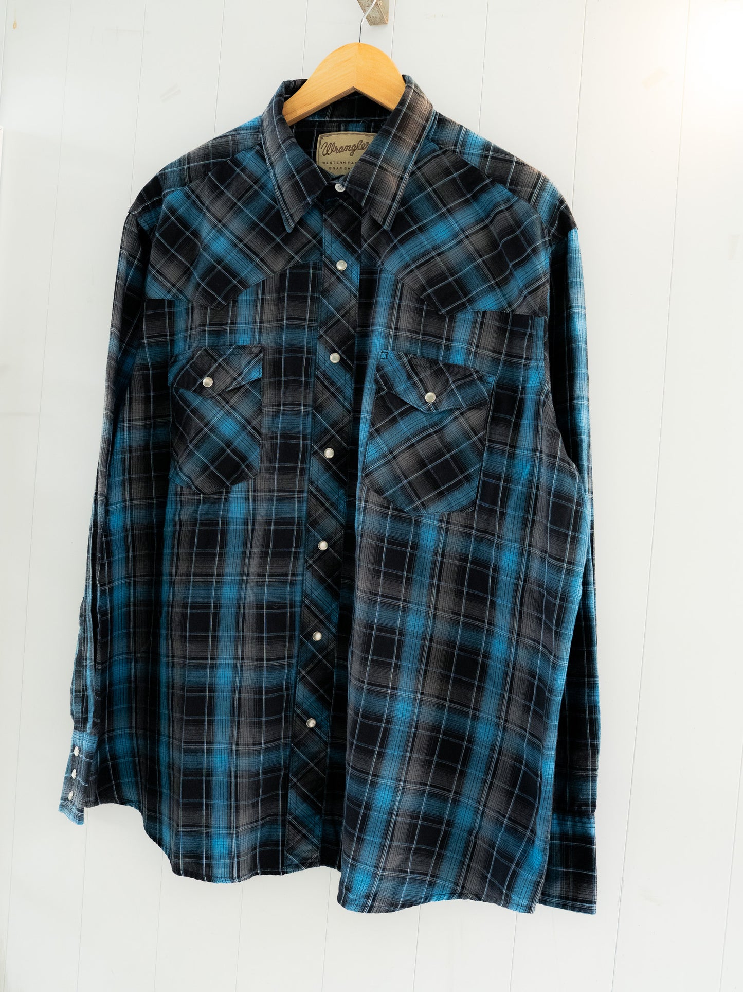 "WRANGLER" Plaid Long Sleeves Western Snap Shirt