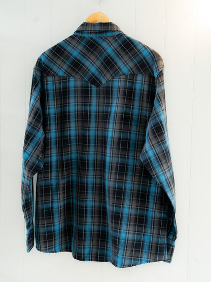 "WRANGLER" Plaid Long Sleeves Western Snap Shirt
