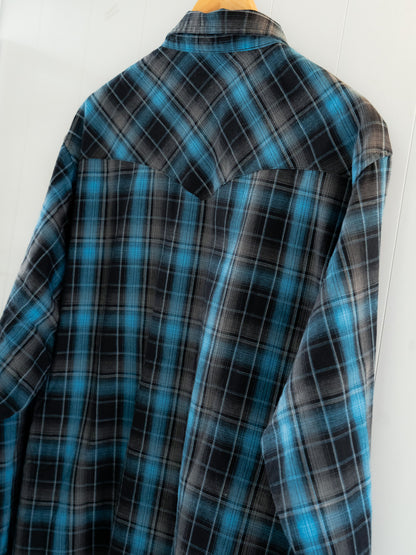 "WRANGLER" Plaid Long Sleeves Western Snap Shirt