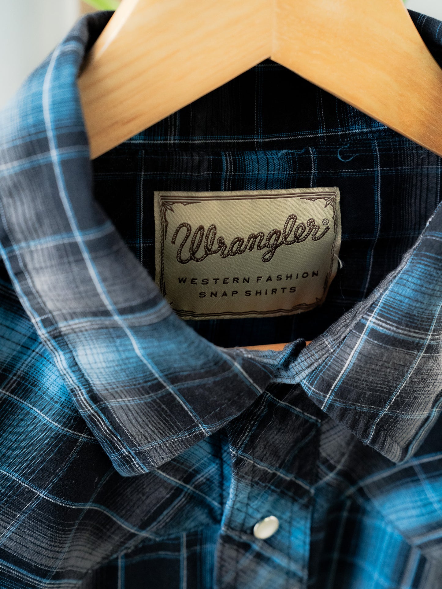 "WRANGLER" Plaid Long Sleeves Western Snap Shirt