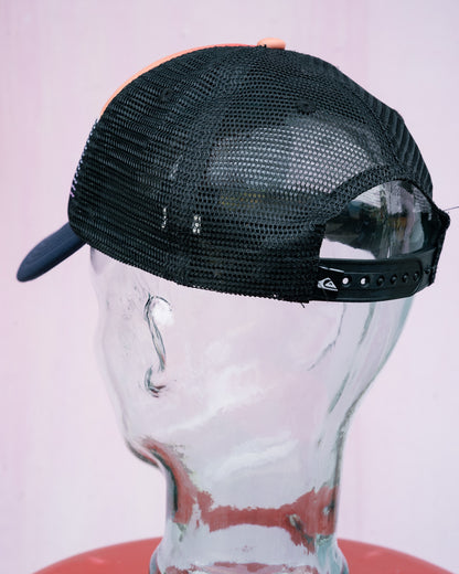 2000s "Quiksilver" Sunset Gradient Rubber Logo Mesh Back Trucker Hat