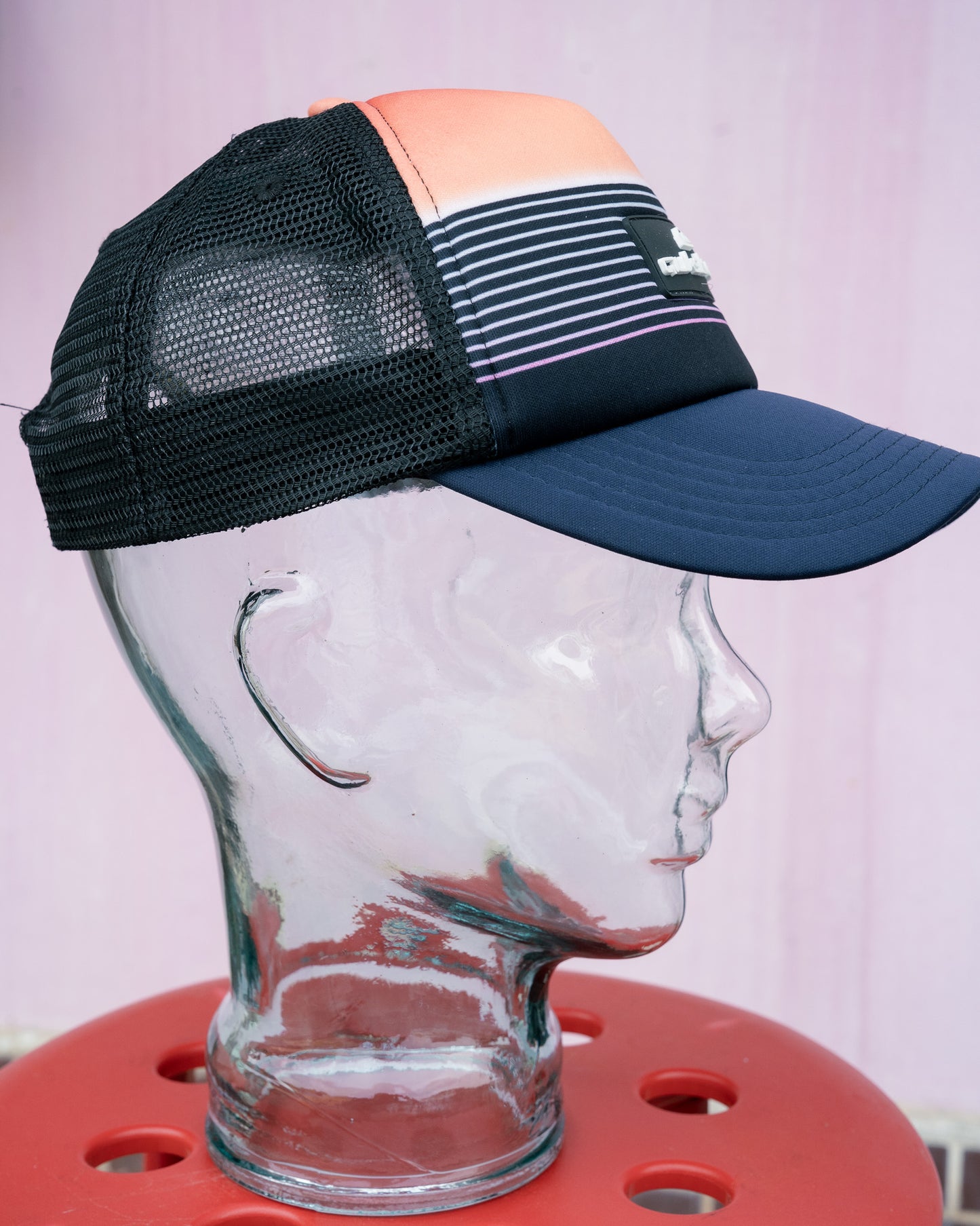 2000s "Quiksilver" Sunset Gradient Rubber Logo Mesh Back Trucker Hat