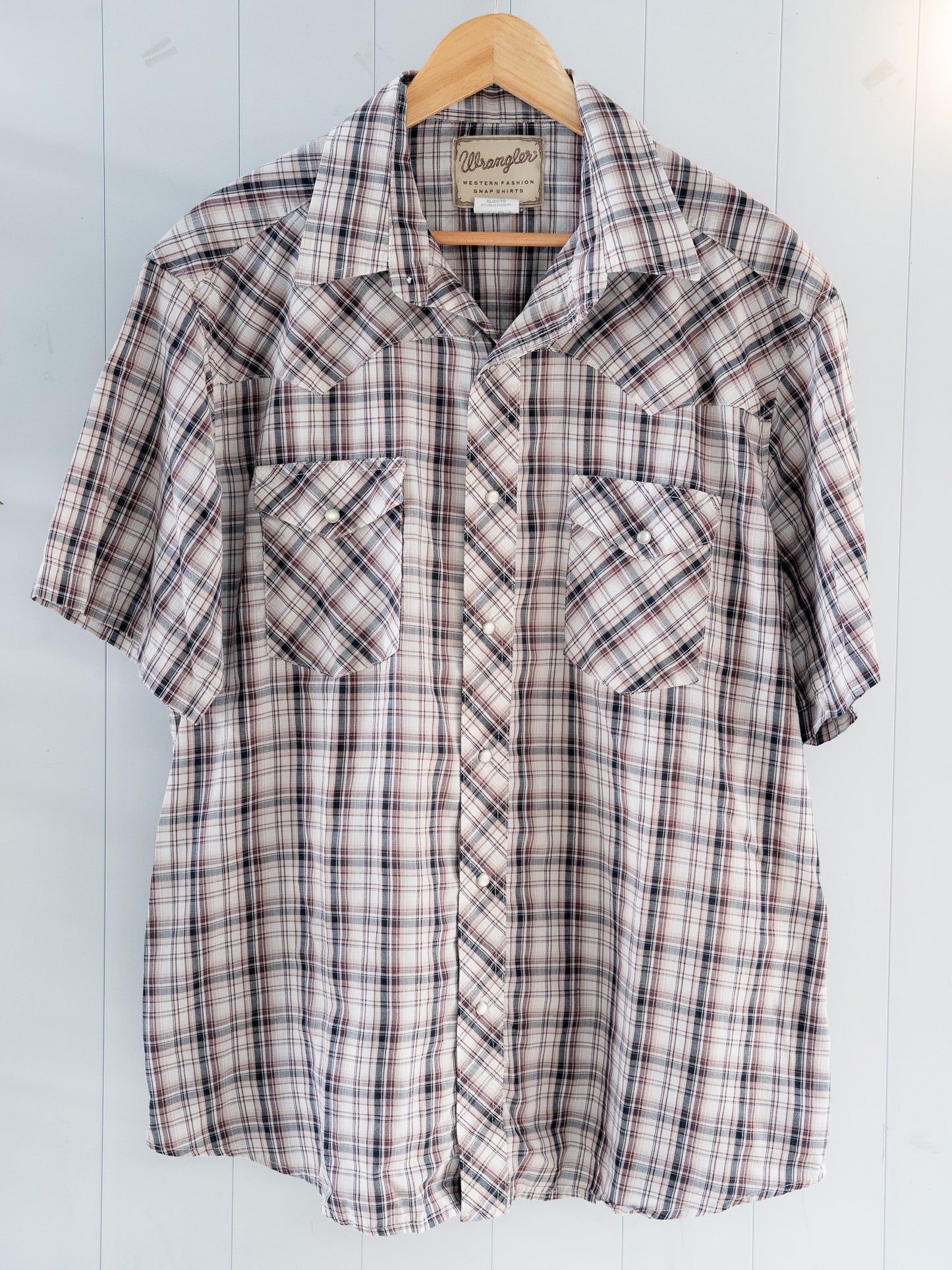 "WRANGLER" Plaid Short Sleeves Western Snap Shirt