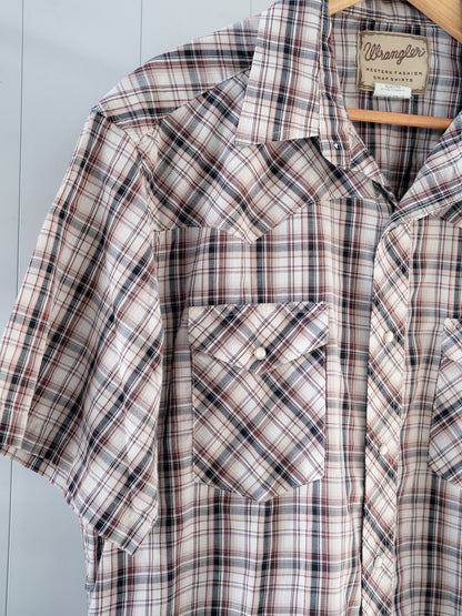 "WRANGLER" Plaid Short Sleeves Western Snap Shirt