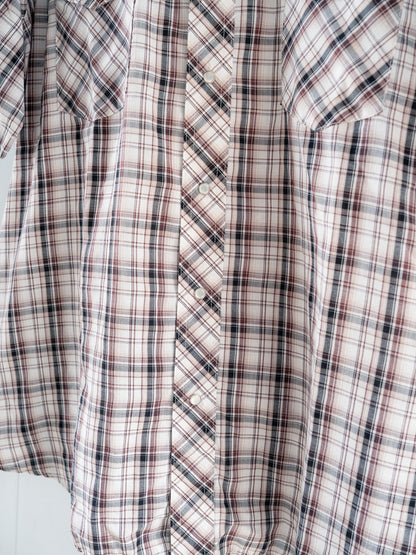 "WRANGLER" Plaid Short Sleeves Western Snap Shirt