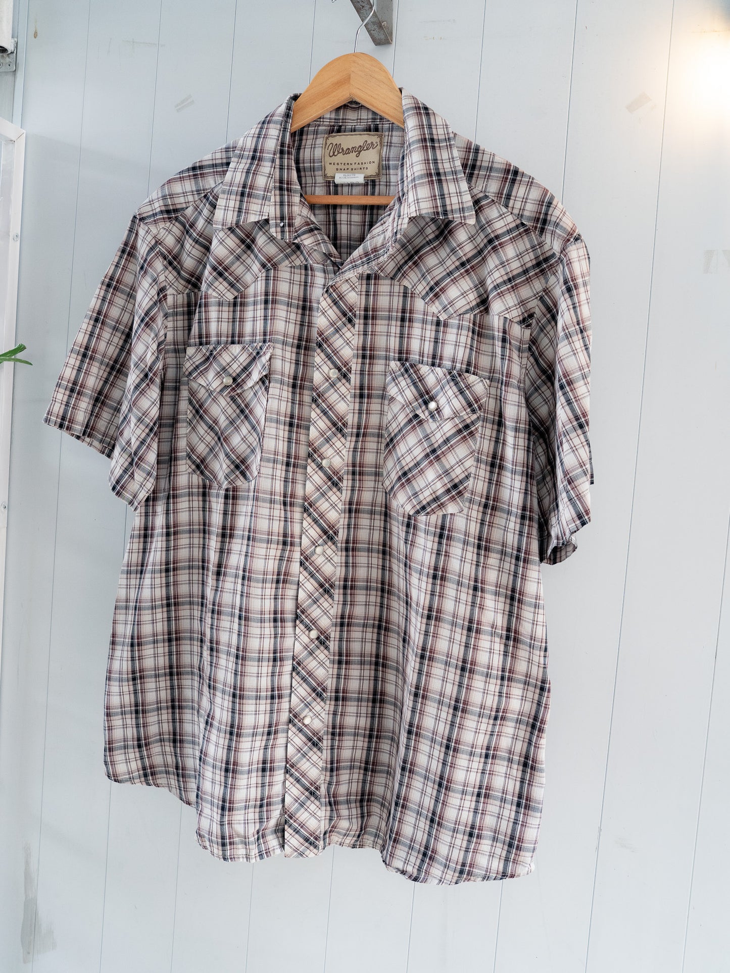 "WRANGLER" Plaid Short Sleeves Western Snap Shirt