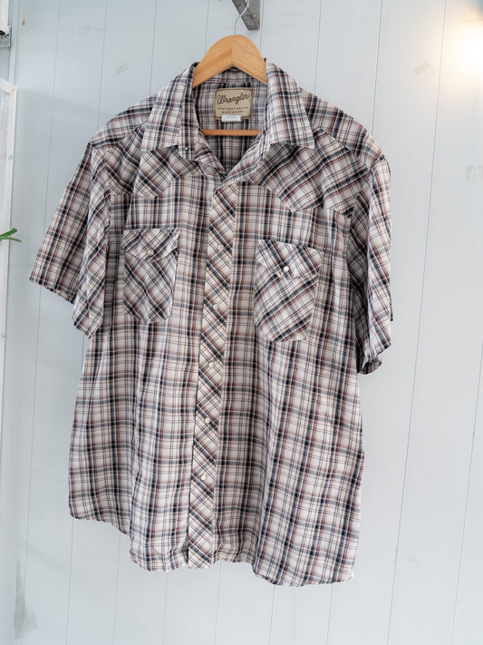 "WRANGLER" Plaid Short Sleeves Western Snap Shirt