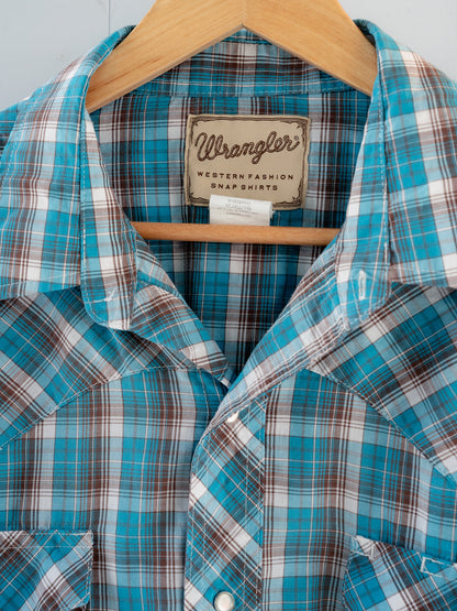 "WRANGLER" Plaid Short Sleeves Western Snap Shirt