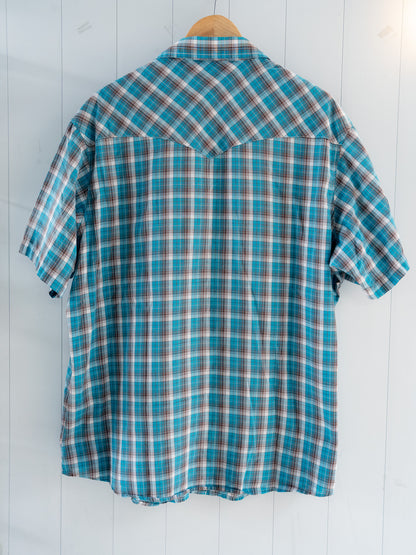 "WRANGLER" Plaid Short Sleeves Western Snap Shirt