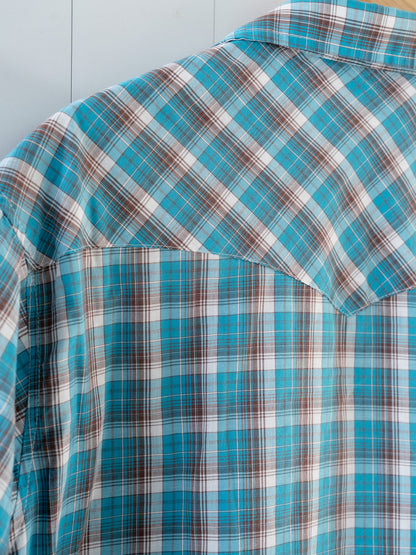 "WRANGLER" Plaid Short Sleeves Western Snap Shirt