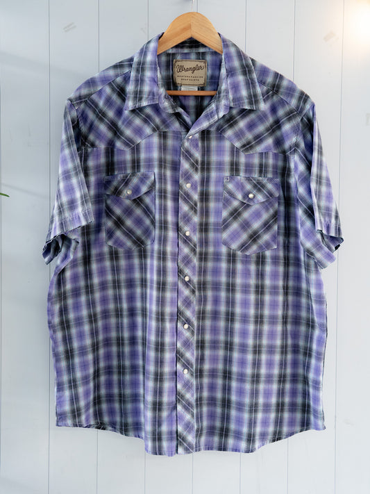 "WRANGLER" Plaid Short Sleeves Western Snap Shirt