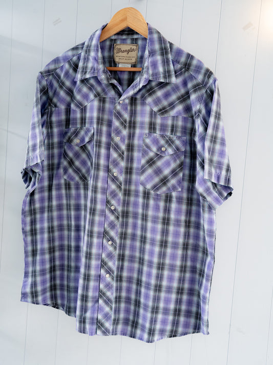 "WRANGLER" Plaid Short Sleeves Western Snap Shirt