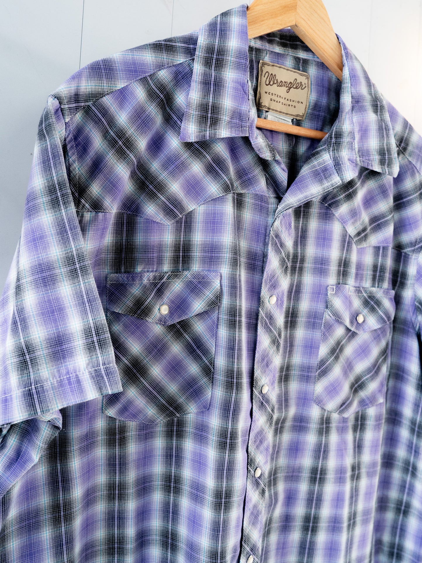 "WRANGLER" Plaid Short Sleeves Western Snap Shirt