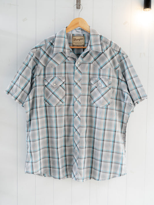 "WRANGLER" Plaid Short Sleeves Western Snap Shirt