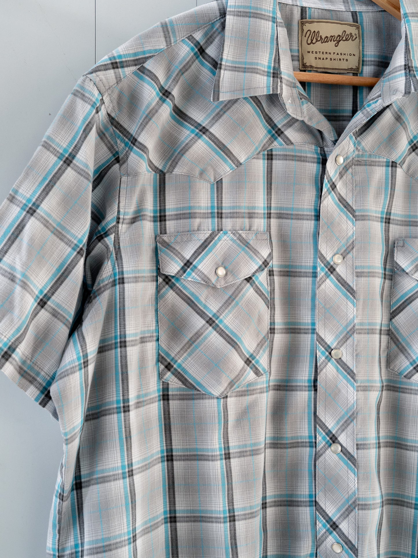 "WRANGLER" Plaid Short Sleeves Western Snap Shirt