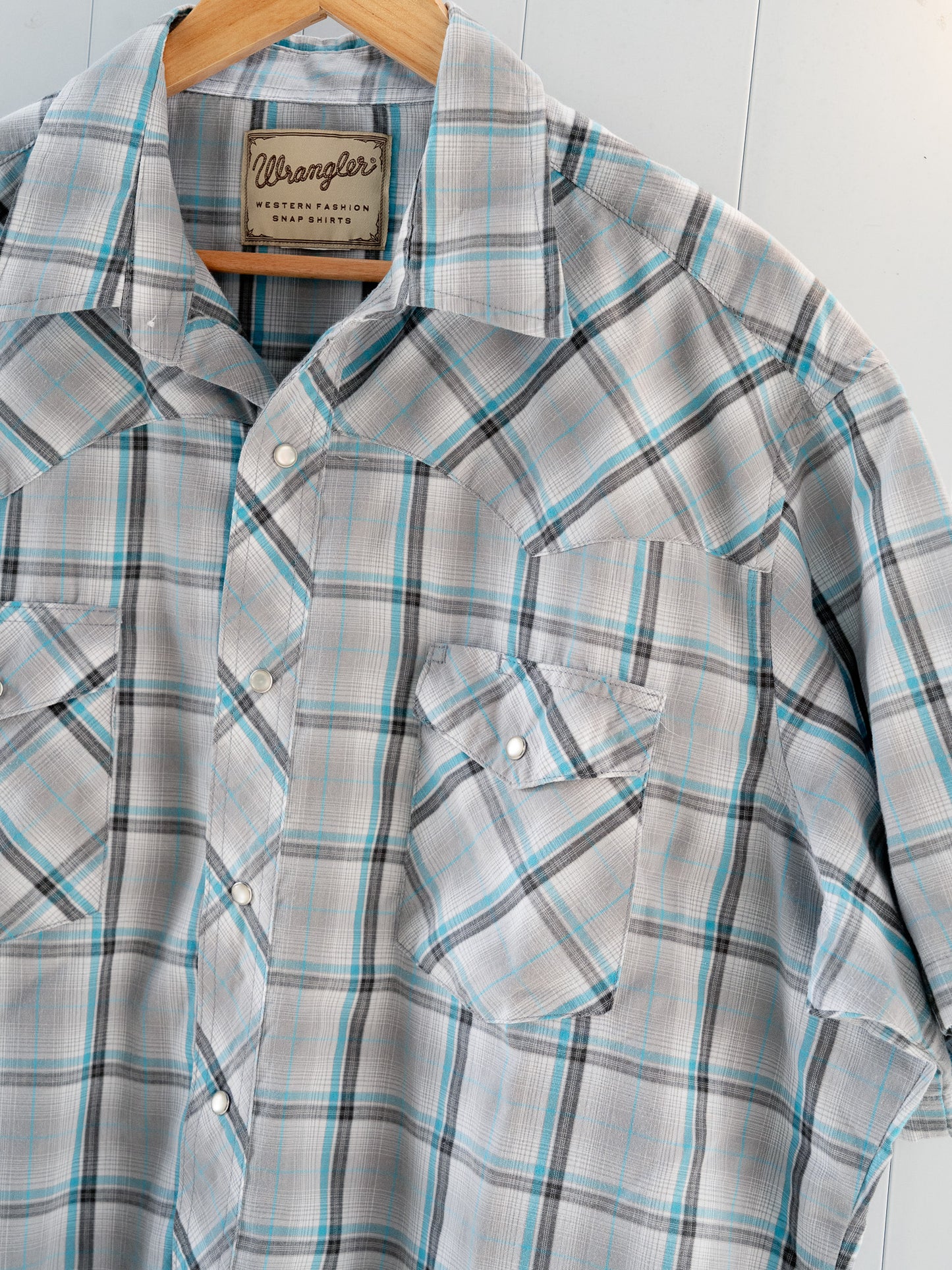 "WRANGLER" Plaid Short Sleeves Western Snap Shirt