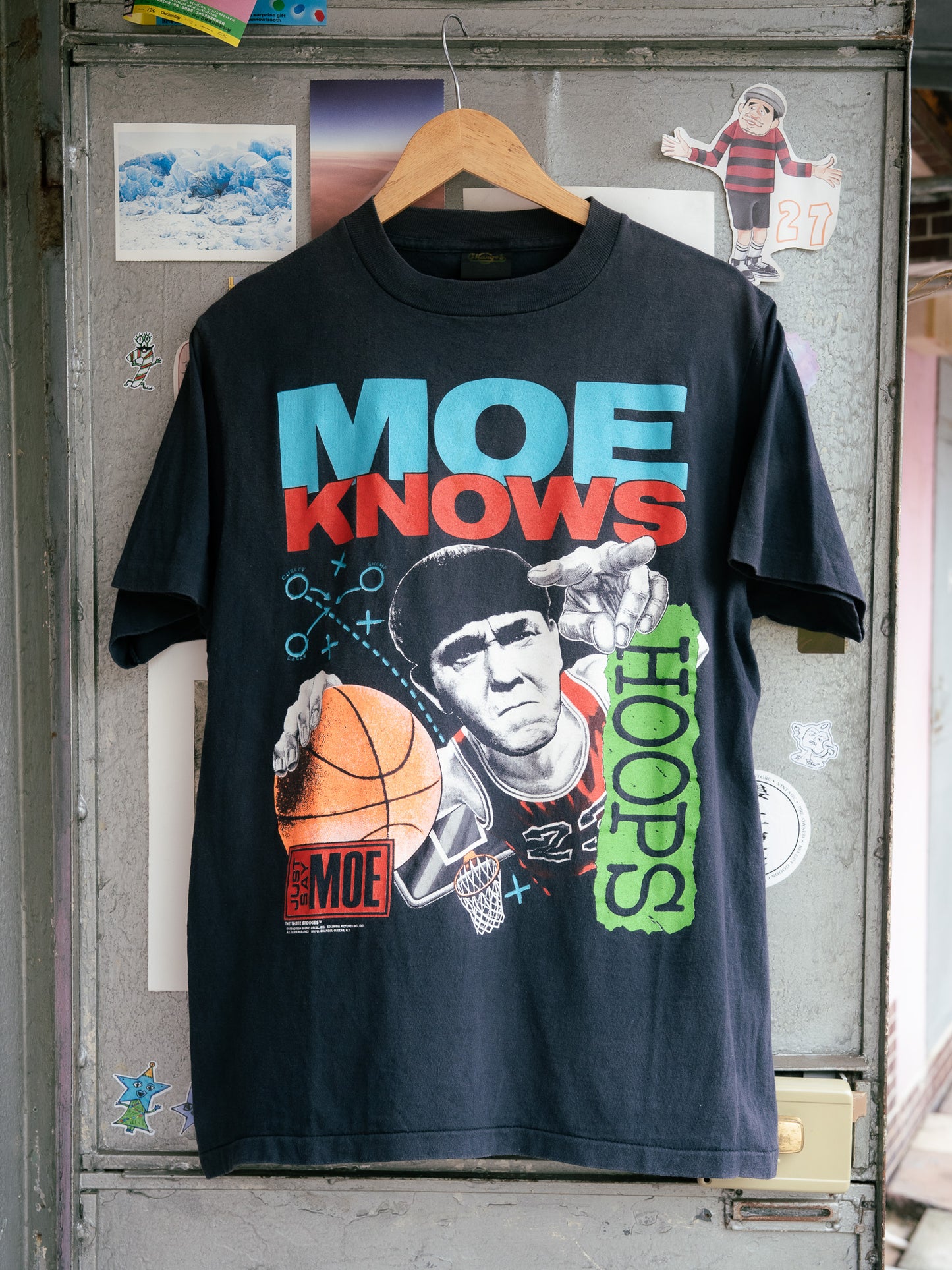 Early 1990s "CHANGES" The Three Stooges Moe Knows Hoops Tee