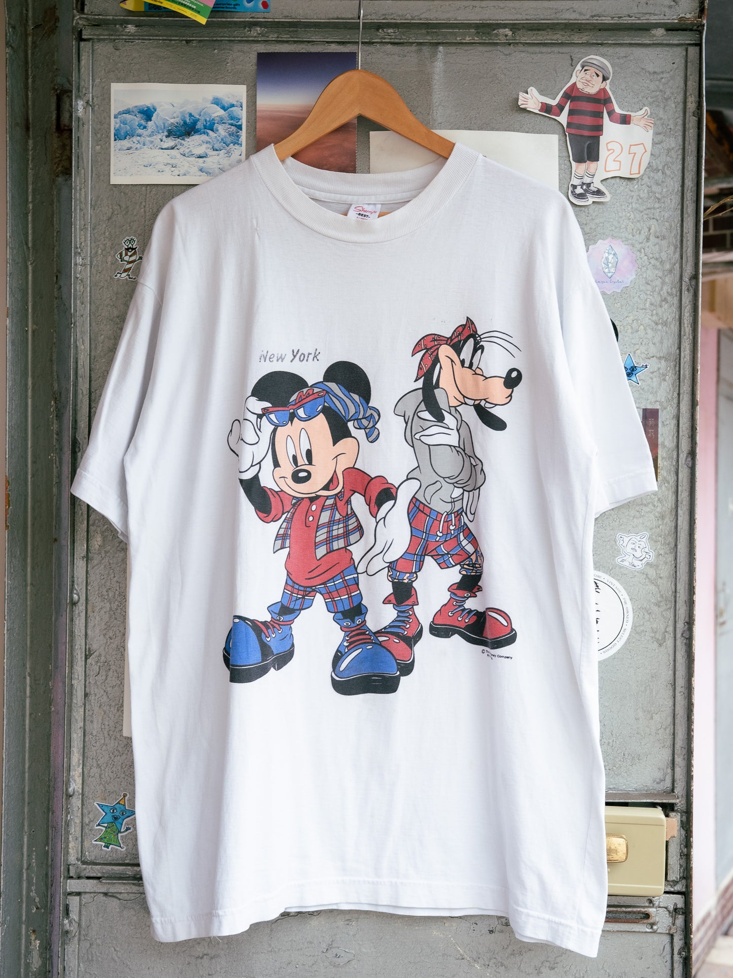 1990s "SHERRY'S" Disney Mickey Mouse & Goofy New York Street Style Tee