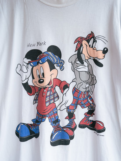 1990s "SHERRY'S" Disney Mickey Mouse & Goofy New York Street Style Tee