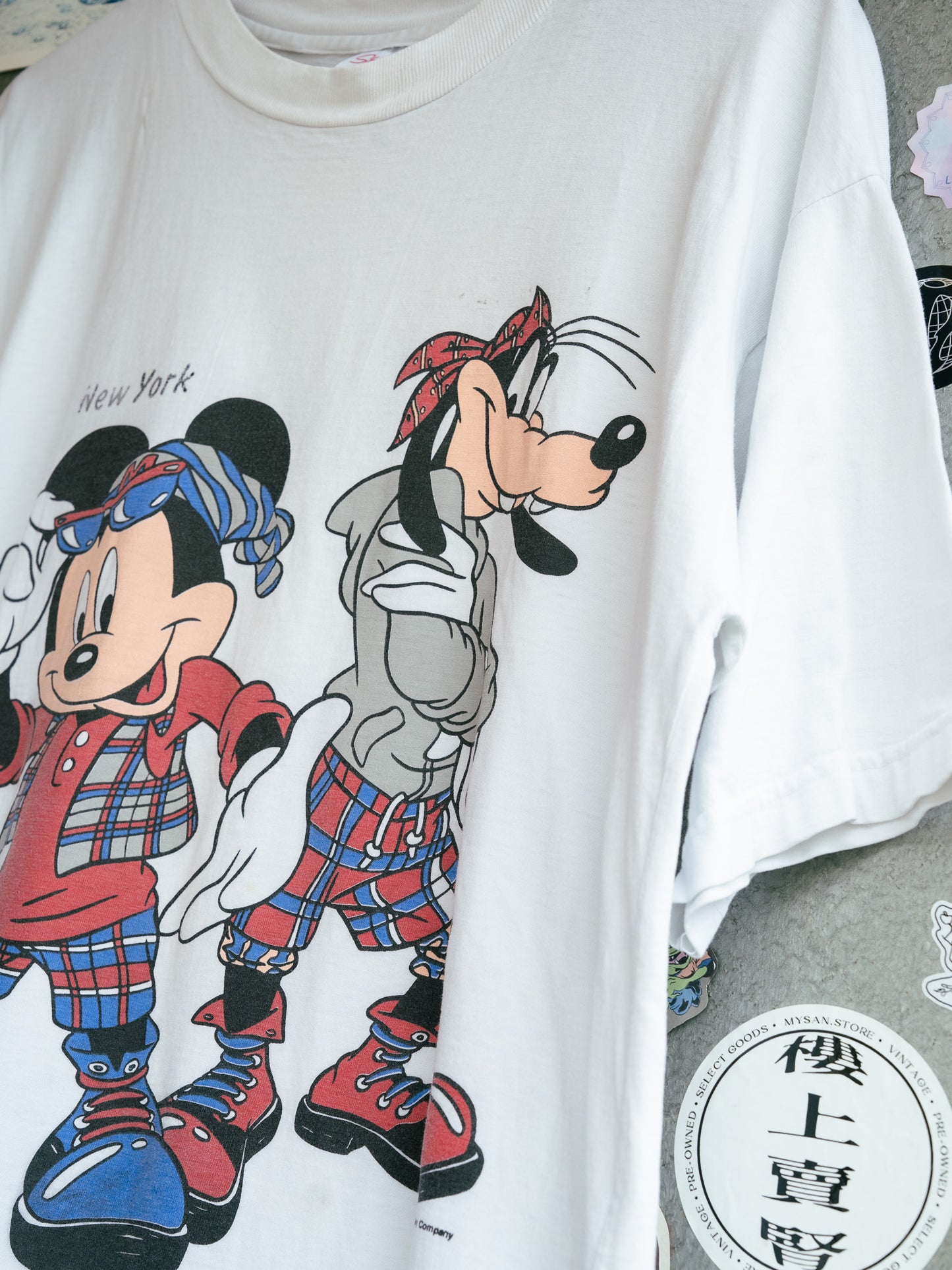 1990s "SHERRY'S" Disney Mickey Mouse & Goofy New York Street Style Tee