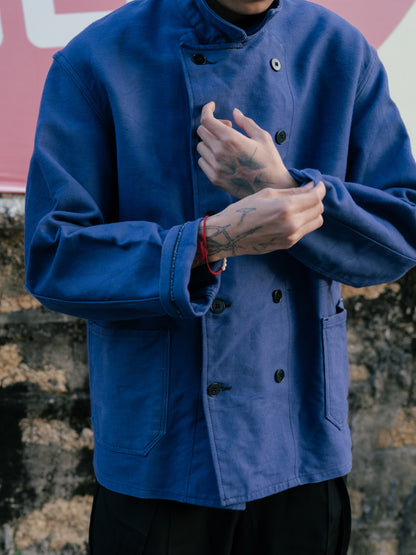 1950-60s French Cotton Twill Double Breasted Work Jacket