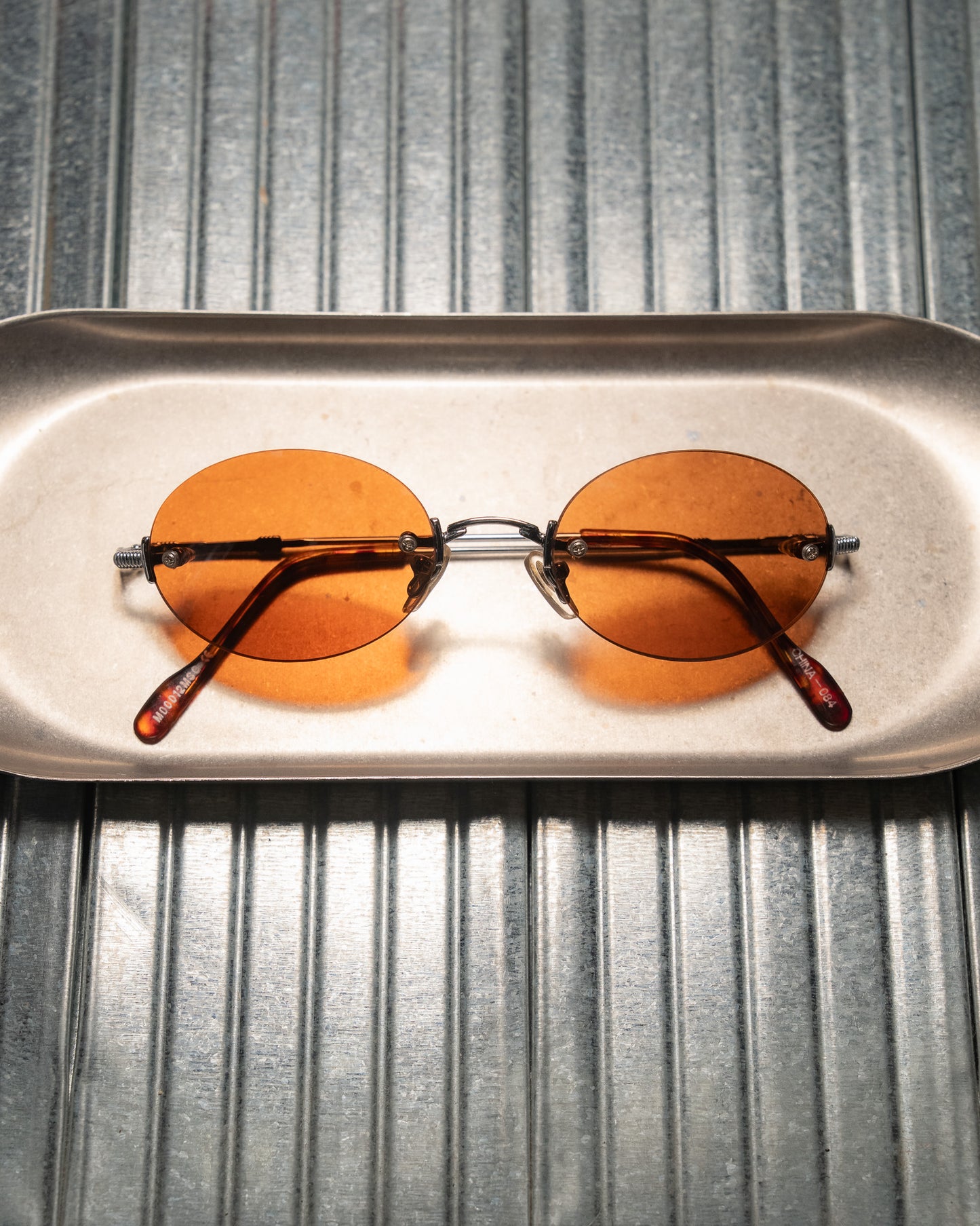 1990s Romaine Rimless Oval Copper Lens Sunglasses