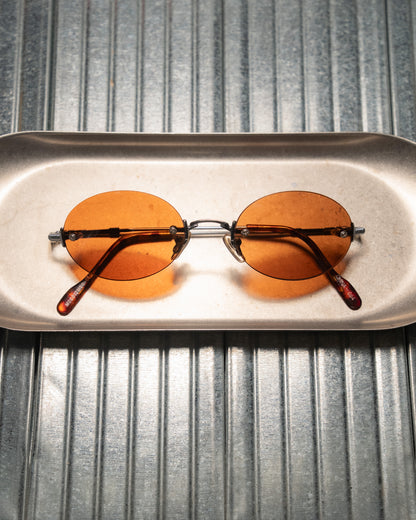 1990s Romaine Rimless Oval Copper Lens Sunglasses