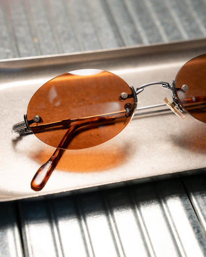 1990s Romaine Rimless Oval Copper Lens Sunglasses