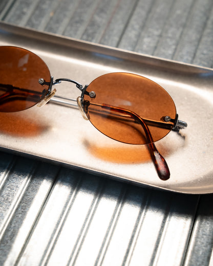 1990s Romaine Rimless Oval Copper Lens Sunglasses