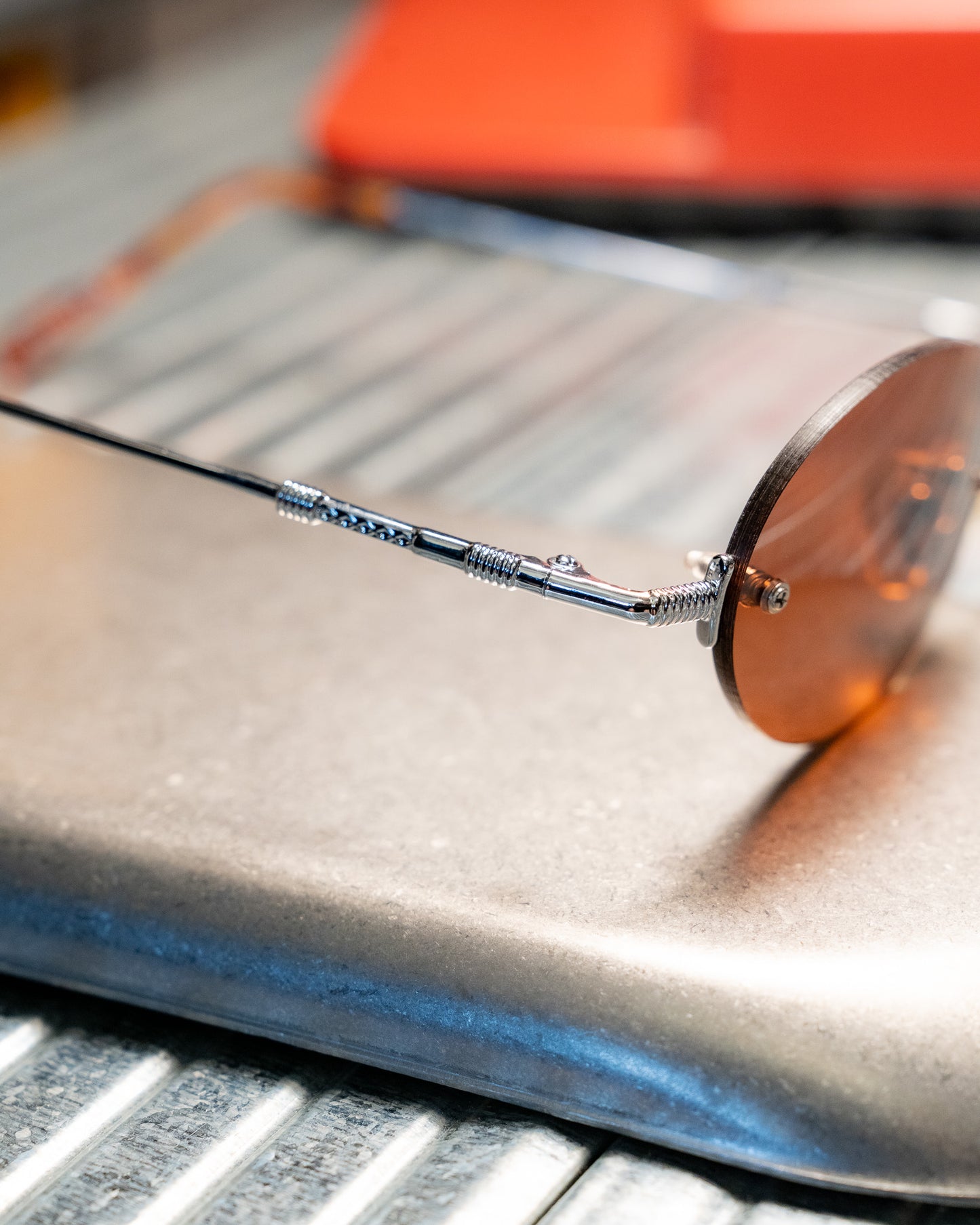 1990s Romaine Rimless Oval Copper Lens Sunglasses