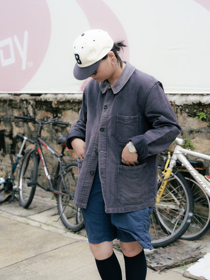 1950s French ”LE BEAU-FORT“ Black Moleskin Work Jacket