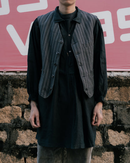 1950s French Striped Cotton Work Gilet