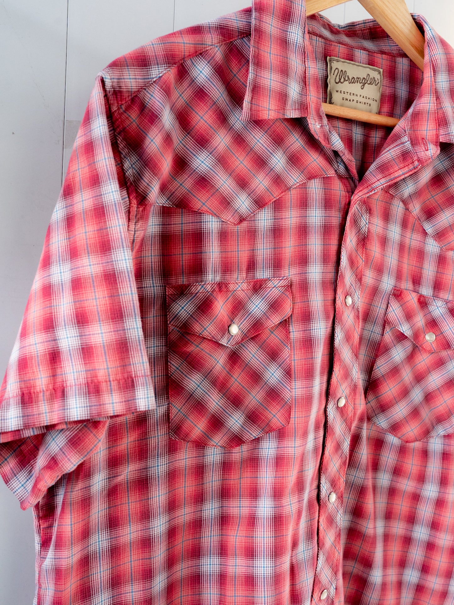 "WRANGLER" Plaid Short Sleeves Western Snap Shirt