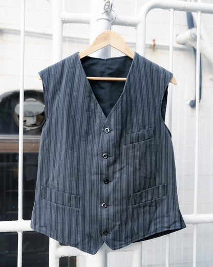 1950s French Striped Cotton Work Gilet