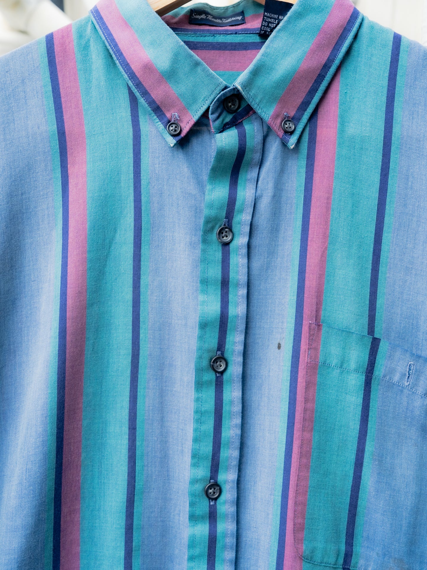 "POLO CLUB MANHATTAN" Striped Short Sleeves Button-Down Shirt"